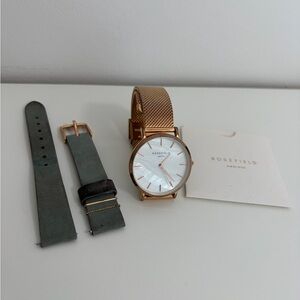 Rosefield Rose Gold Women’s Watch with Grey Leather Strap